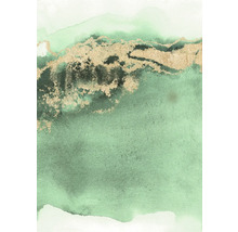 Abstracte groene en goudkleurige kunst voor wanddecoratie