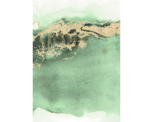 Abstracte groene en goudkleurige kunst voor wanddecoratie