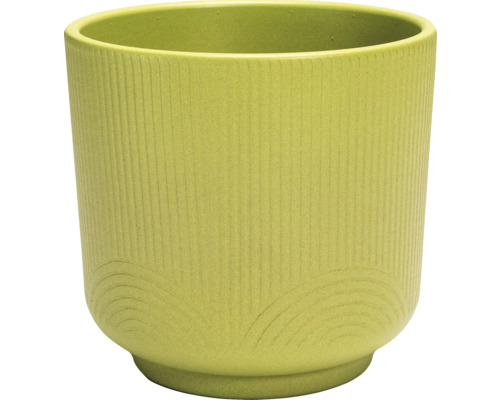 Bloempot van keramiek met ribbeltextuur en gebogen ontwerp