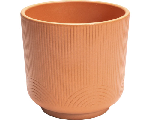 Terracotta plantenpot met geribbelde textuur