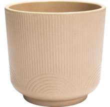 Keramische bloempot met geribbelde textuur en boogpatroon