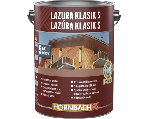 Houtbeits in metalen emmer met Hornbach logo