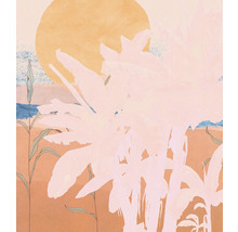 Illustratie van een kustlandschap met zon en vegetatie