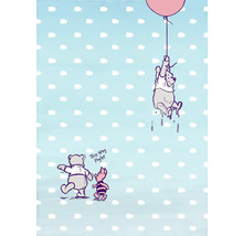Illustratie van Winnie de Poeh, Knorretje en Iejoor met een ballon tegen een luchtachtergrond
