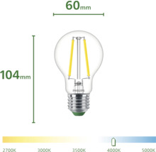 Philips lamp met afmetingen 104 millimeter bij 60 millimeter