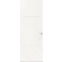 Witte binnendeur met horizontale sierlijnen en deurklink