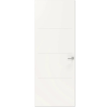 Witte binnendeur met horizontale groeven en deurklink