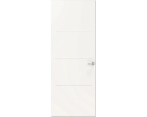 Witte binnendeur met horizontale groeven en deurklink