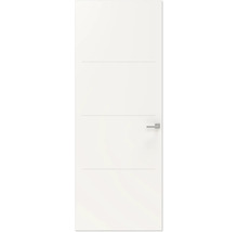 Witte binnendeur met horizontale sierlijnen en deurklink