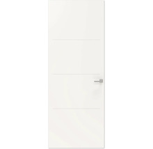 Gladde binnendeur met drie decoratieve groeven en deurklink