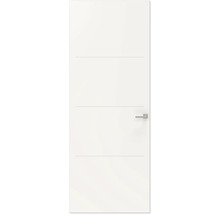Witte binnendeur met horizontale groeven en deurklink