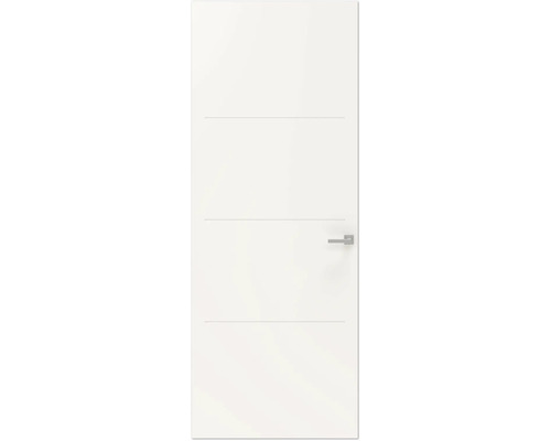 PERTURA Binnendeur 744 opdek rechts wit afgelakt 211,5x88 cm Witte binnendeur met horizontale groeven en deurklink