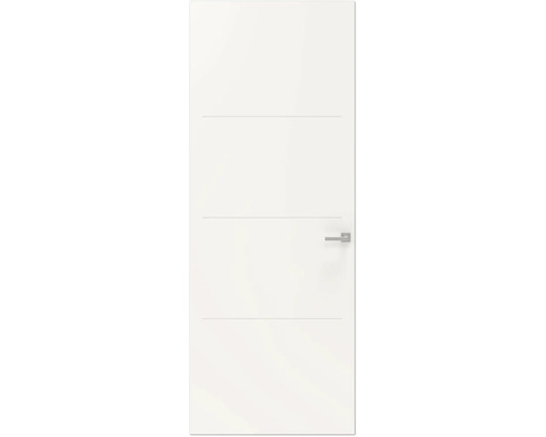 Gladde binnendeur met horizontale sierlijnen en deurklink