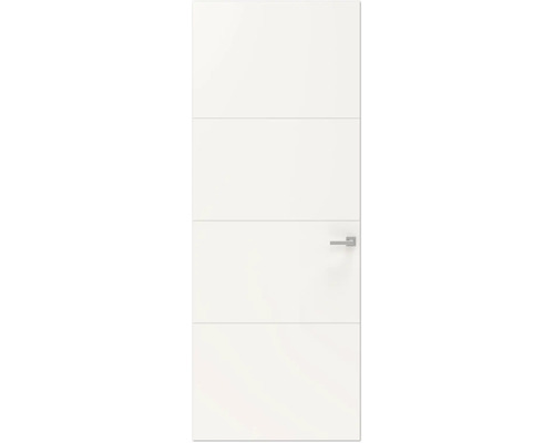 Witte binnendeur met horizontale freeslijnen en deurkruk
