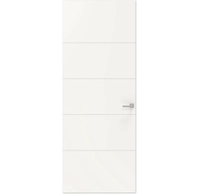 Witte binnendeur met horizontale lijnen en deurklink