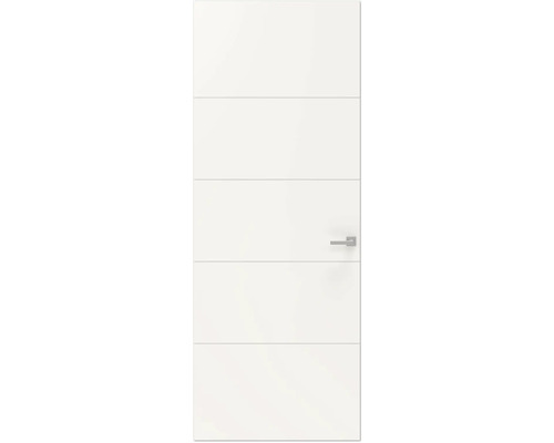 Witte binnendeur met horizontale lijnen en deurklink