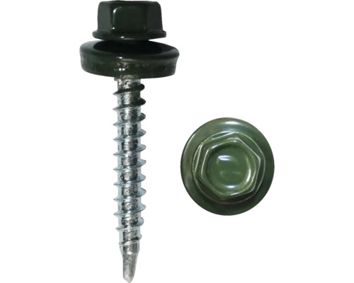 DRESSELHAUS Dakpanplaatschroef met afdichtring 4,8x20 mm chroom groen, 100 stuks Plaatschroef met afdichtring