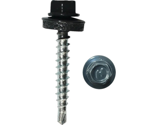 DRESSELHAUS Dakpanplaatschroef met afdichtring 4,8x35 mm antracietgrijs, 100 stuks Plaatschroef met afdichtring
