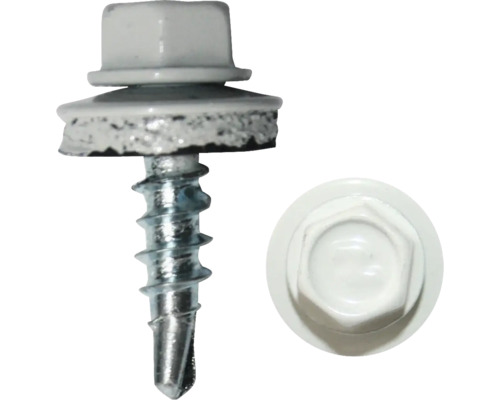 DRESSELHAUS Dakpanplaatschroef met afdichtring 4,8x20 mm lichtgrijs, 100 stuks Plaatschroef met afdichtring en zeskantkop