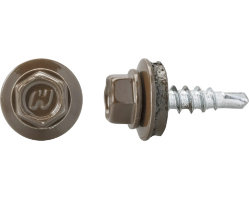 DRESSELHAUS Dakpanplaatschroef met afdichtring 4,8x20 mm notenbruin, 100 stuks Zelfborende schroef met afdichtring