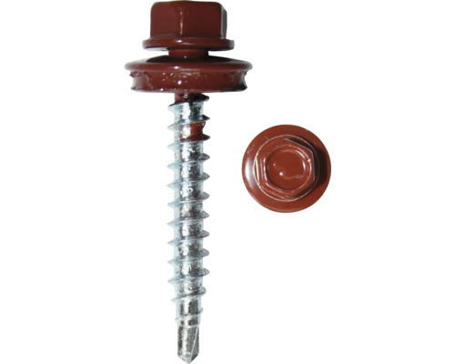 DRESSELHAUS Dakpanplaatschroef met afdichtring 4,8x20 mm roodbruin, 100 stuks Dakbouwschroef met zeskantkop