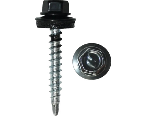 DRESSELHAUS Dakpanplaatschroef met afdichtring 4,8x35 mm diepzwart, 100 stuks Boorschroef met afdichtring