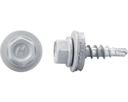 DRESSELHAUS Dakpanplaatschroef met afdichtring 4,8x35 mm aluminium wit, 100 stuks Plaatschroef met zeskantkop en afdichtring