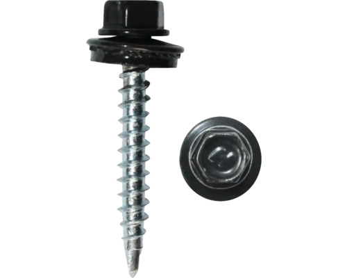 DRESSELHAUS Dakpanplaatschroef met afdichtring 4,8x35 mm grafietzwart, 100 stuks Plaatschroef met afdichtring