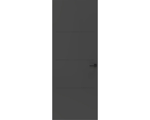 Binnendeur met horizontale decoratieve freeslijnen en deurklink