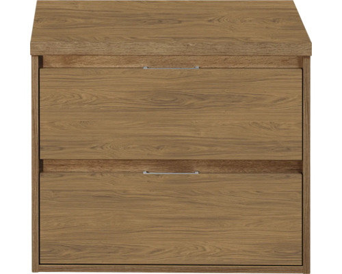 SANOX Badkamermeubelset voor waskom Porto eiken 70 cm met twee lades incl. bovenblad honey Houtkleurige wastafelonderkast met twee lades