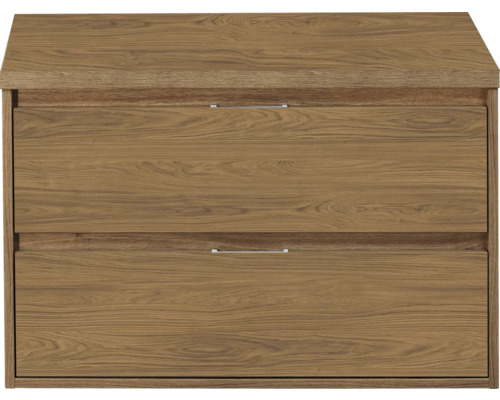 SANOX Badkamermeubelset voor waskom Porto eiken 90 cm met twee lades incl. bovenblad honey Houtkleurige wastafelonderkast met twee laden