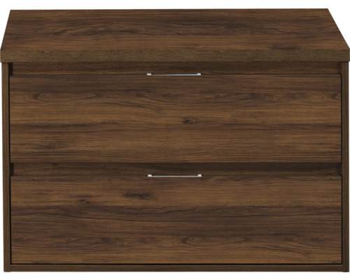 SANOX Badkamermeubelset voor waskom Porto walnoot 90 cm met twee lades incl. bovenblad walnoot Onderkast met twee lades in houtlook