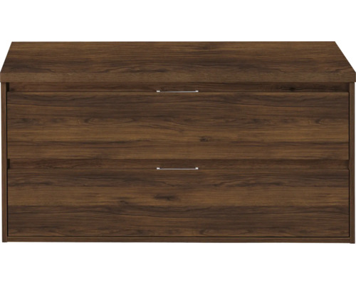 SANOX Badkamermeubelset voor waskom Porto walnoot 120 cm met twee lades incl. bovenblad walnoot Hangende onderkast met twee lades in houtlook