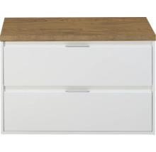 Wastafelonderkast met twee laden en houten blad