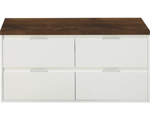 Schoenenkast met vier lades en houten blad