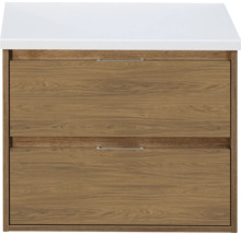 Wastafelonderkast met twee laden en witte afdekking