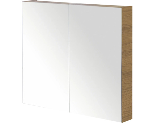 SANOX Spiegelkast Porto enkelzijdig 65x70x13 cm honey Spiegelkast met twee deuren en houten structuur