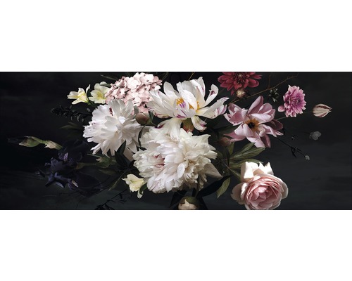 PURE LIVING Schilderij glas Barock Flowers II 50x125 cm