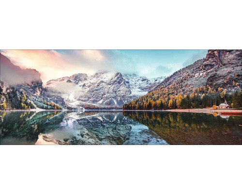 PURE LIVING Schilderij glas Nordic Mountain Setting 50x125 cm