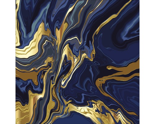 PURE LIVING Schilderij glas Blue & Golden Marble 20x20 cm