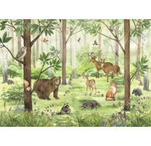 Illustratie van een bos met diverse dieren