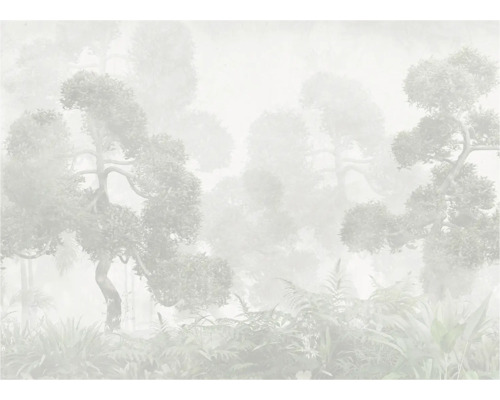 Behang met bonsai- en plantmotief voor een rustige sfeer in de kamer.