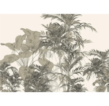 Illustratie van palmbomen en tropische planten op behang