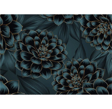 Bloemenbehang met dahlia's en bladeren