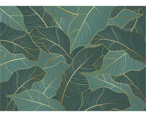 Behang met bladerpatroon en gouden accenten