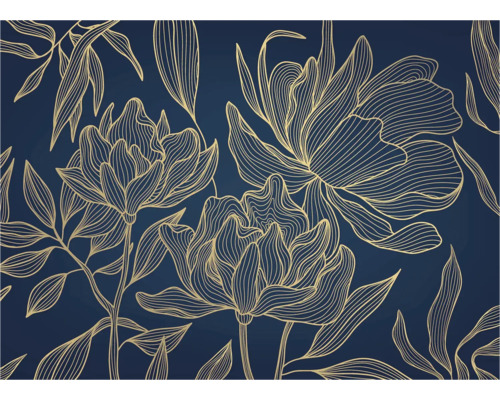 Abstract bloemmotief met gouden lijnen