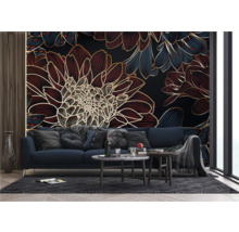 Woonkamer met bank en bloemen fotobehang