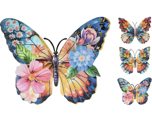 Decoratieve vlinder wanddecoratie met bloemmotief