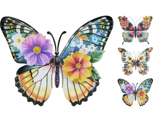 Decoratieve vlinder wanddecoratie met bloemmotieven