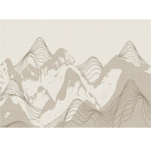 Decoratief vliesbehang met bergmotief en abstracte lijnen